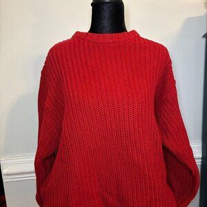 Men's Chunky Red Sweater, Size Medium